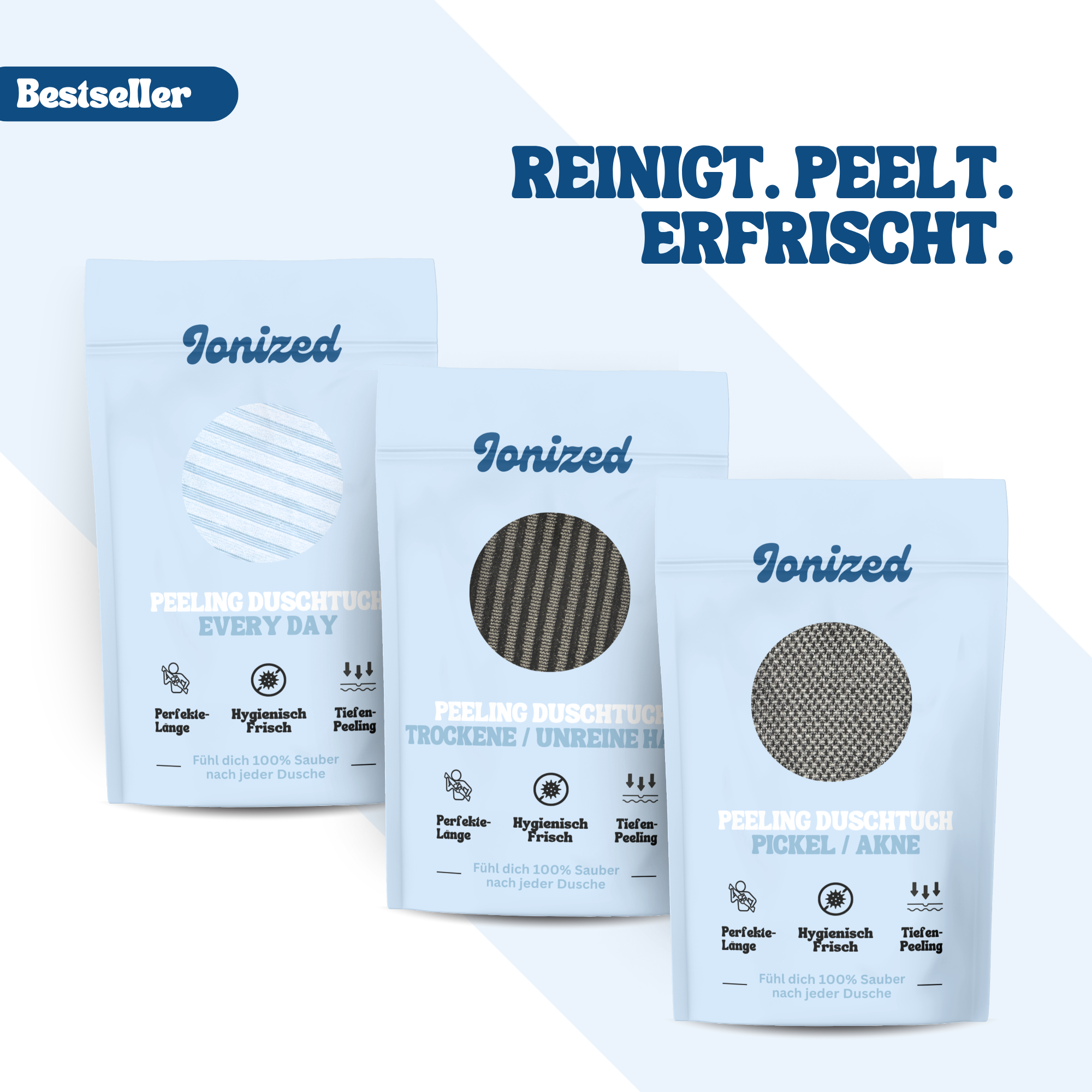 Ionized™ Peeling Duschtücher - Full Routine