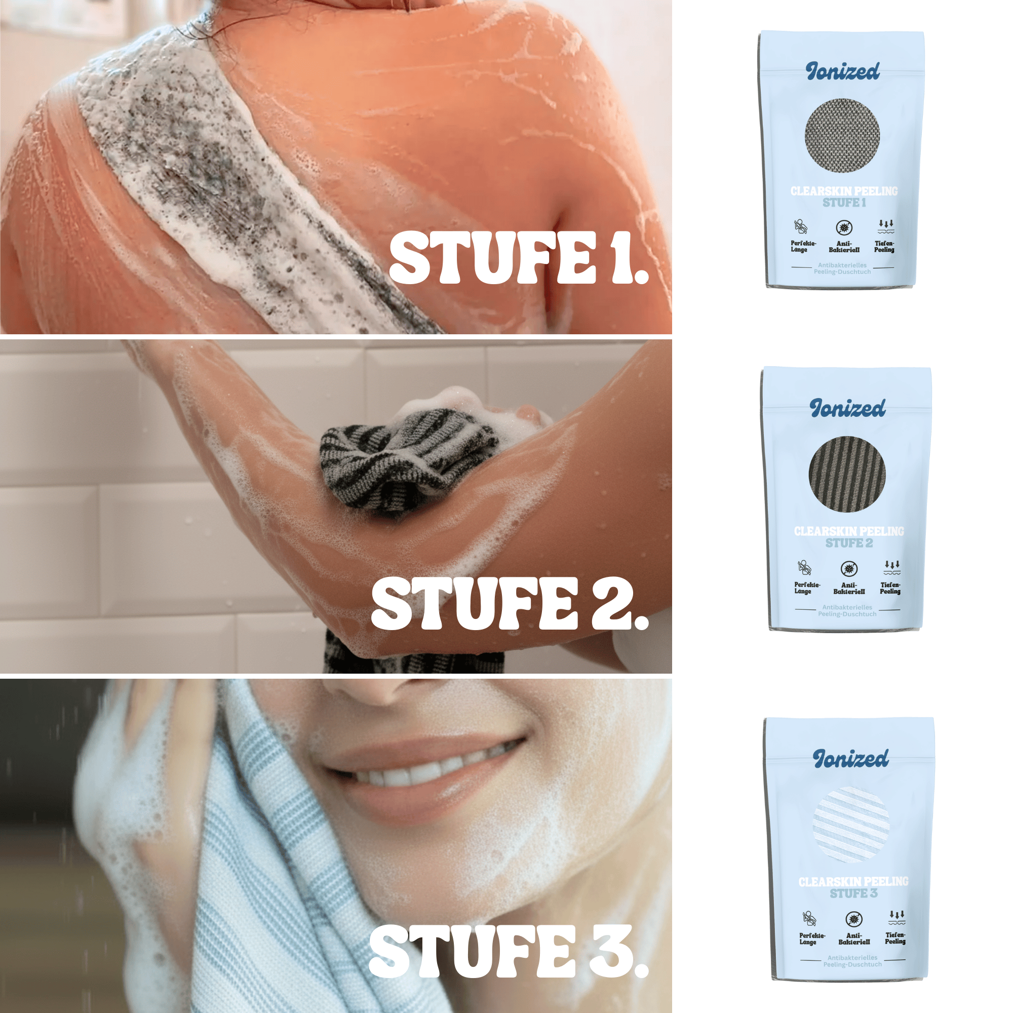 Ionized™ ClearSkin Peeling Duschtuch - Full Routine
